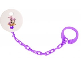 Attache-tétineDisney Minnie Numéro 1 anniversaire couleur Violet