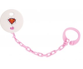 Attache-tétineLogo Superman casse le mur couleur Rose clair