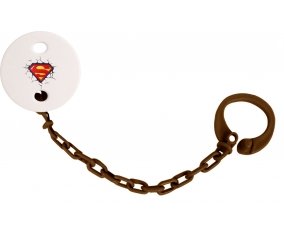 Attache-tétineLogo Superman casse le mur couleur Marron