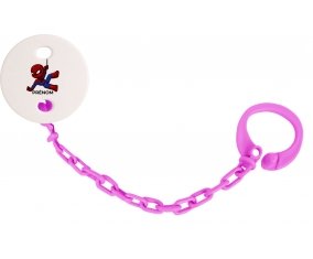 Attache-tétineSpiderman kids design-1 avec prénom couleur Rose fuschia