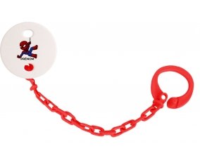 Attache-tétineSpiderman kids design-1 avec prénom couleur Rouge