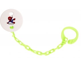 Attache-tétineSpiderman kids design-1 avec prénom couleur Verte