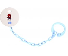 Attache-tétineSpiderman kids design-2 avec prénom couleur Bleu ciel