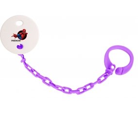 Attache-tétineSpiderman design-6 avec prénom couleur Violet