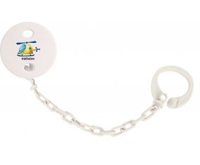 Attache-tétineJouet toys Hélicoptère design-1 avec prénom couleur Blanc