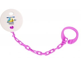 Attache-tétineJouet toys Hélicoptère design-1 avec prénom couleur Rose fuschia