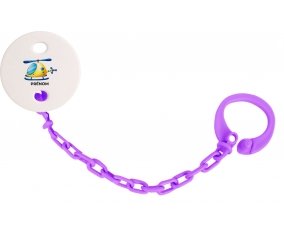 Attache-tétineJouet toys Hélicoptère design-1 avec prénom couleur Violet