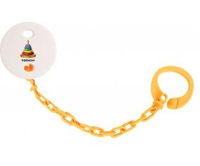 Attache-tétineJouet toys à empiler avec prénom couleur Orange