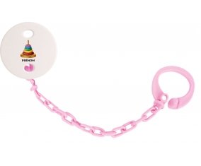 Attache-tétineJouet toys à empiler avec prénom couleur Rose clair