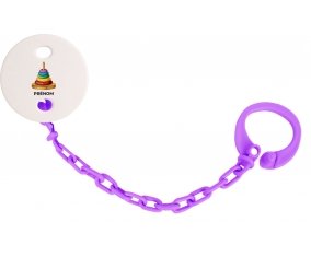 Attache-tétineJouet toys à empiler avec prénom couleur Violet