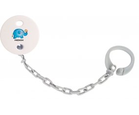 Attache-tétineJouet toys éléphant avec prénom couleur Grise