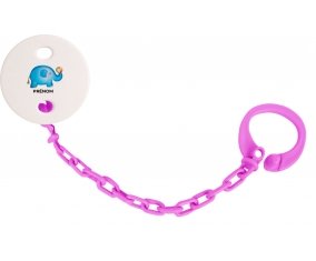 Attache-tétineJouet toys éléphant avec prénom couleur Rose fuschia