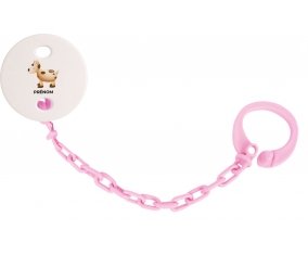 Attache-tétineJouet toys vache avec prénom couleur Rose clair