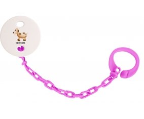 Attache-tétineJouet toys vache avec prénom couleur Rose fuschia