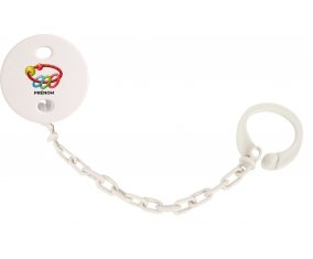 Attache-tétineJouet toys hochet avec prénom couleur Blanc