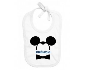 Bavoir bébé personnalisé Disney Mickey Oreilles noires Nœud papillon noir avec prénom