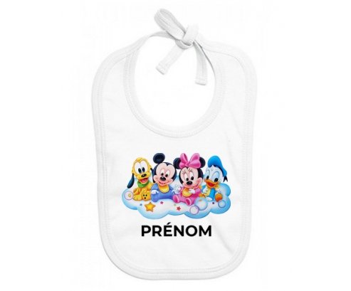 Bavoir Bebe Personnalise Disney Mickey Donald Pluto Et Bingo Design 3 Avec Prenom En Coton