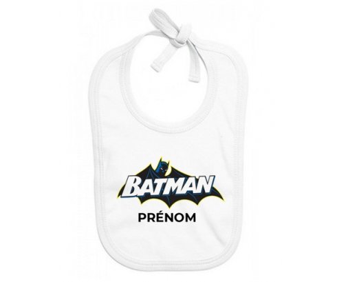 Bavoir bébé personnalisé Batman logo design-2 avec prénom