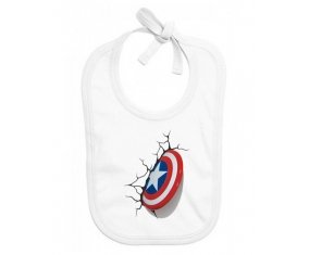 Bavoir bébé personnalisé Bouclier Captain America casse le mur