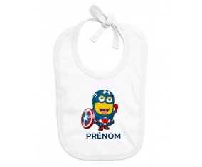 Bavoir bébé personnalisé Captain America minion avec prénom