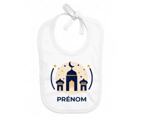 Bavoir bébé personnalisé Islam mosqué avec prénom design-1