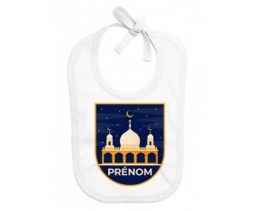 Bavoir bébé personnalisé Islam mosqué avec prénom design-3