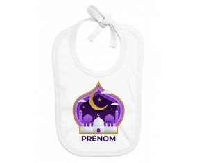 Bavoir bébé personnalisé Islam mosqué avec prénom design-4