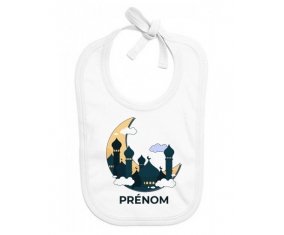 Bavoir bébé personnalisé Islam mosqué avec prénom design-5