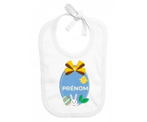 Bavoir bébé personnalisé Oeuf de Pâques design-2 avec prénom