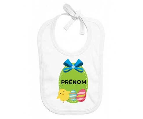 Bavoir bébé personnalisé Oeuf de Pâques design-3 avec prénom