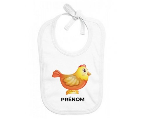 Bavoir bébé personnalisé Jouet toys Poule avec prénom