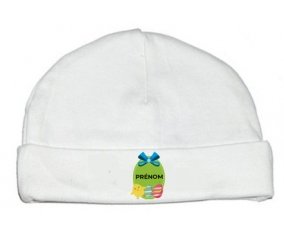 Bonnet bébé personnalisé Oeuf de Pâques design-3 avec prénom