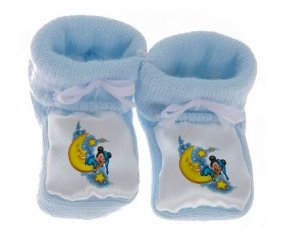 Chausson bébé Disney Mickey Bonne nuit de couleur Bleu