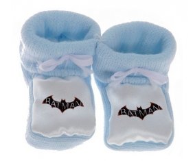 Chausson bébé Batman logo design-2 de couleur Bleu