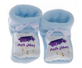 Chausson bébé Islam ramadhan kareem design-3 de couleur Bleu