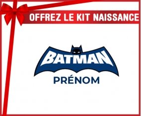 kit naissance bébé personnalisé Batman logo bleu avec prénom