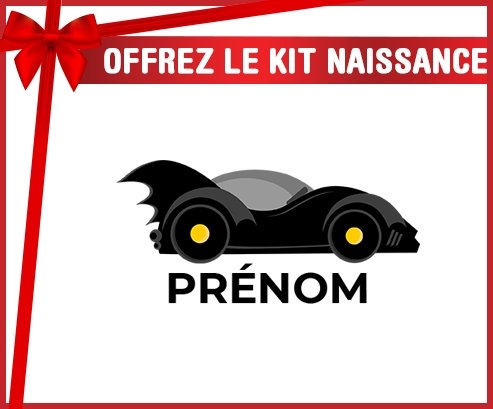 kit naissance bébé personnalisé Batmobile design-1 avec prénom