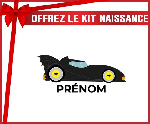 kit naissance bébé personnalisé Batmobile design-2 avec prénom