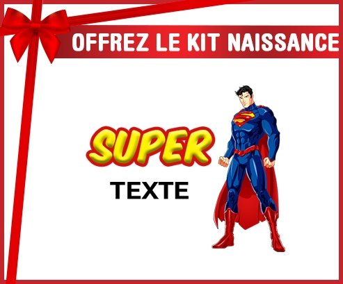 kit naissance bébé personnalisé Superman avec texte