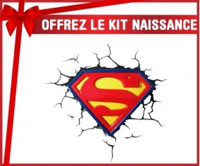 kit naissance bébé personnalisé Logo Superman casse le mur