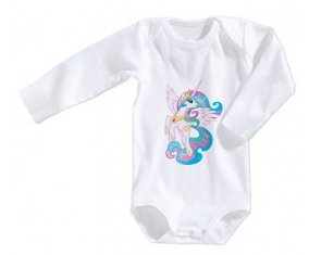 Body bébé My Little Pony Princesse Célestia design-3 avec prénom taille 3/6 mois manches Longues