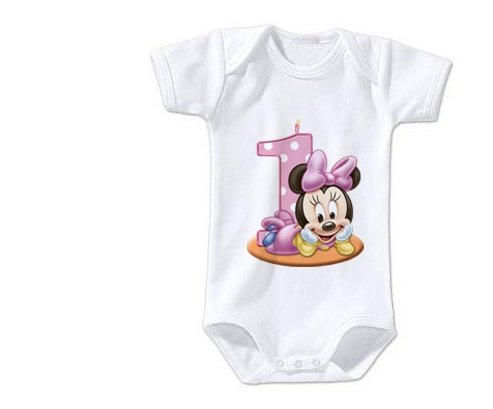 Body bébé personnalisé sublimé avec une silhouette de Minnie et prénom