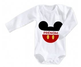 Body bébé Disney Mickey short rouge avec prénom taille 3/6 mois manches Longues