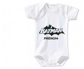 Body bébé Batman logo design-2 avec prénom taille 3/6 mois manches Courtes