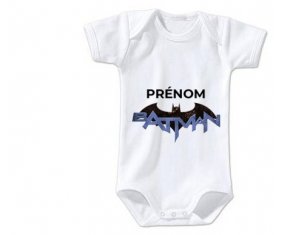 Body bébé Batman logo design-3 avec prénom taille 3/6 mois manches Courtes