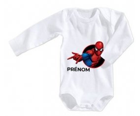 Body bébé Spiderman design-6 avec prénom taille 3/6 mois manches Longues