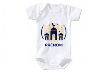 Body bébé Islam mosqué avec prénom design-1 taille 3/6 mois manches Courtes