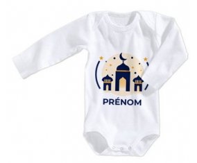 Body bébé Islam mosqué avec prénom design-1 taille 3/6 mois manches Longues