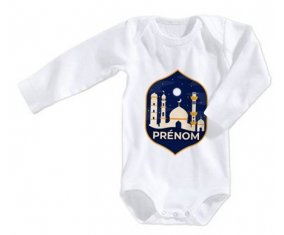 Body bébé Islam mosqué avec prénom design-2 taille 3/6 mois manches Longues