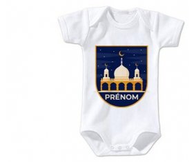 Body bébé Islam mosqué avec prénom design-3 taille 3/6 mois manches Courtes